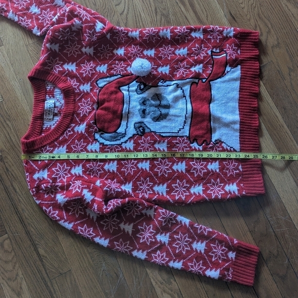 Merry Christmas Poof Large Red & White Llama w/ a Santa Hat Knit Sweater - Picture 10 of 10